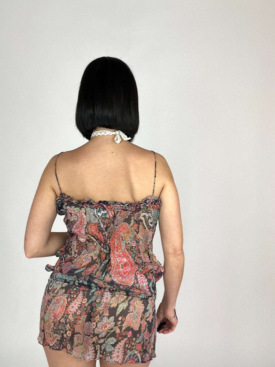 Vintage 00s Boho Paisley See-Though Dress