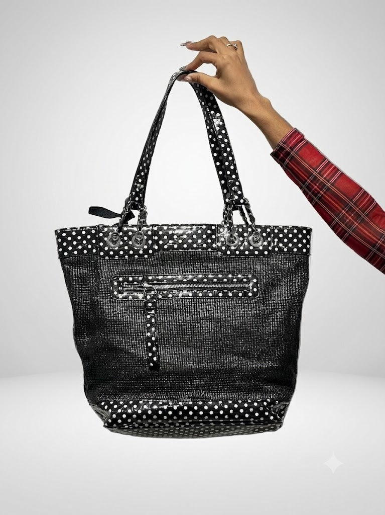 Vintage 00s Indie Sleaze Guess Polka Dots Vinyl Maxi Bag