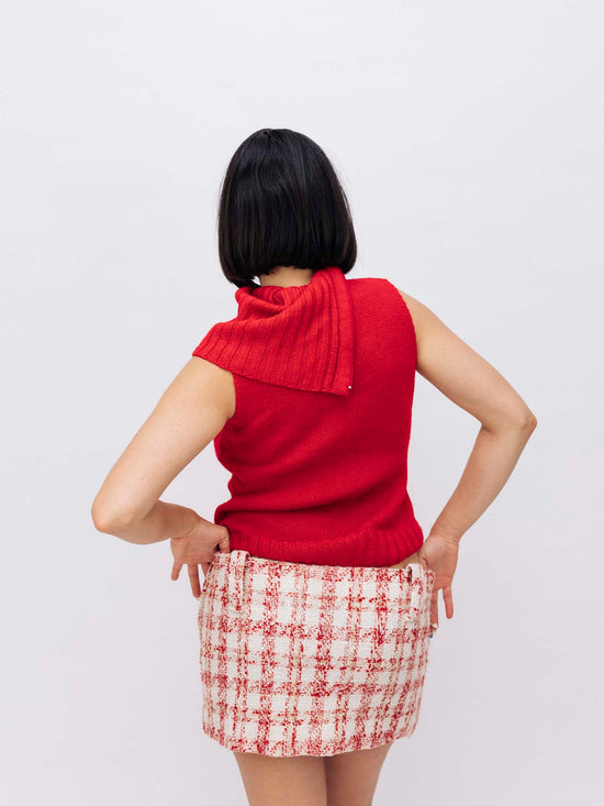 Mini Falda Vintage Tweed Corte Rectangular Finales Años 90