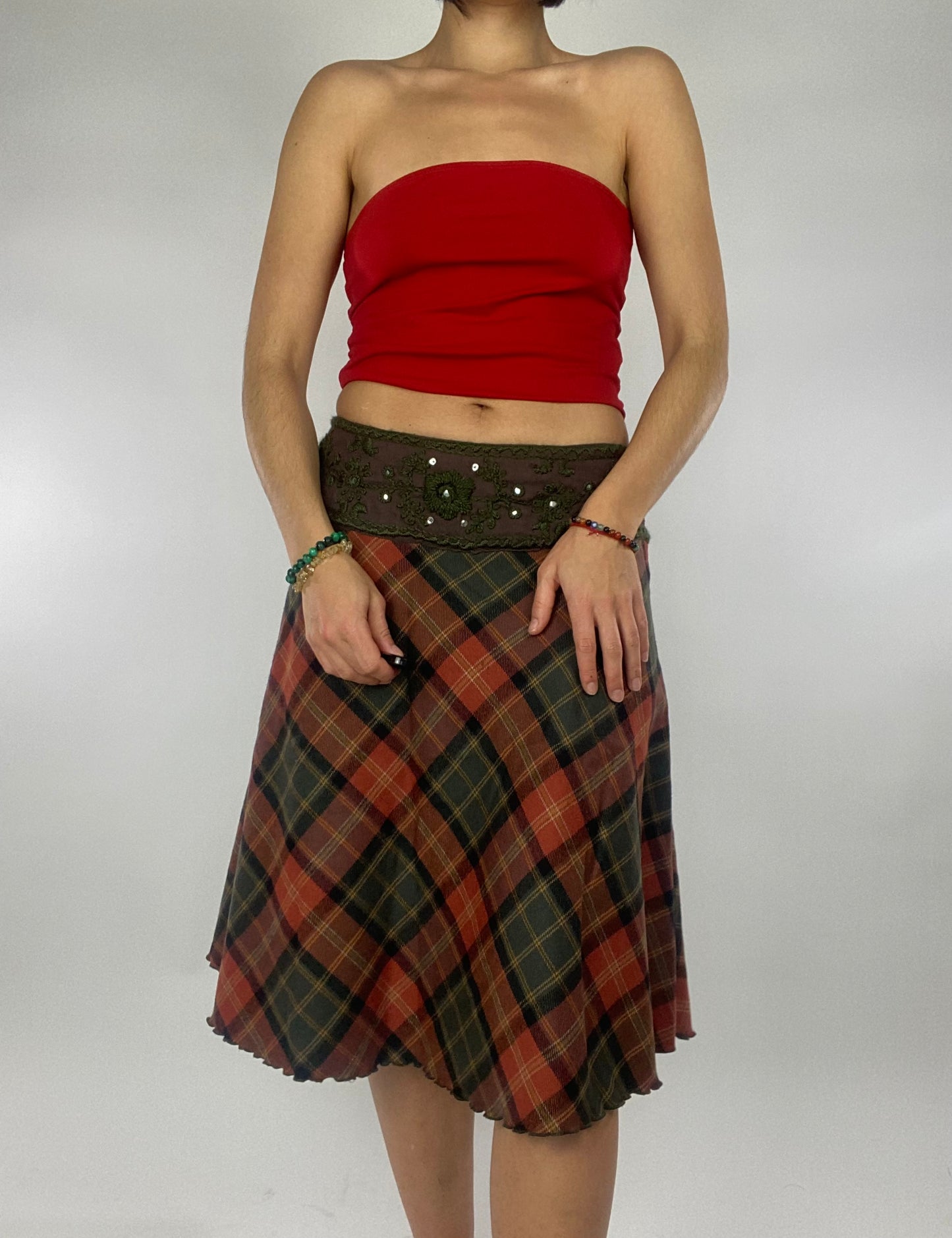 Vintage Late 90s Vivienne Westwood Style Plaid Midi Skirt