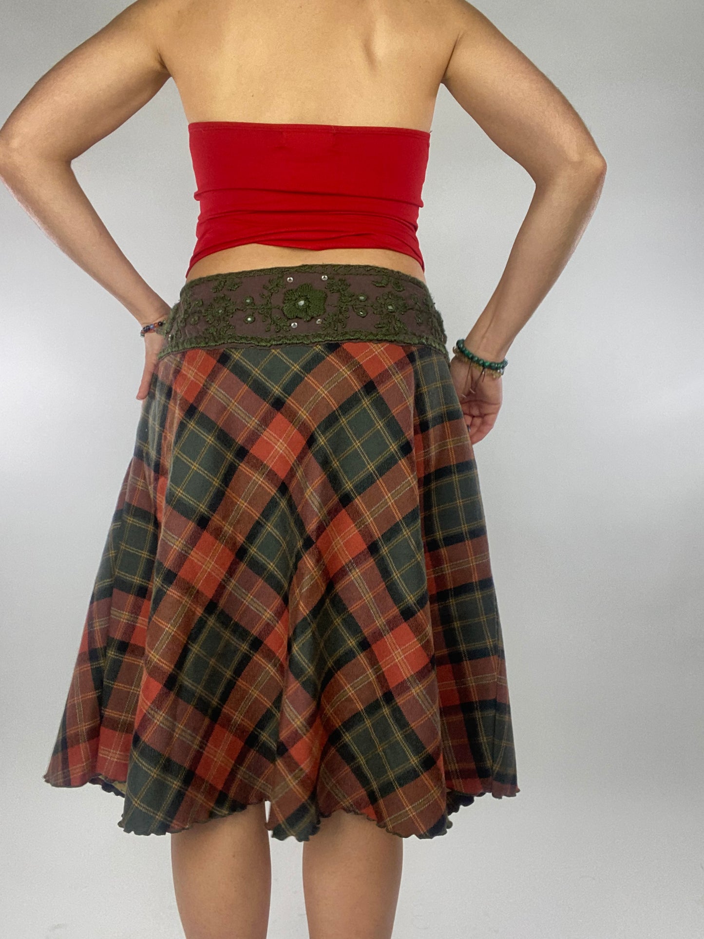 Vintage Late 90s Vivienne Westwood Style Plaid Midi Skirt