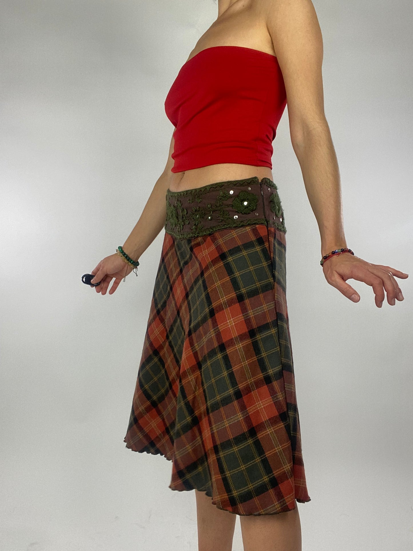 Vintage Late 90s Vivienne Westwood Style Plaid Midi Skirt