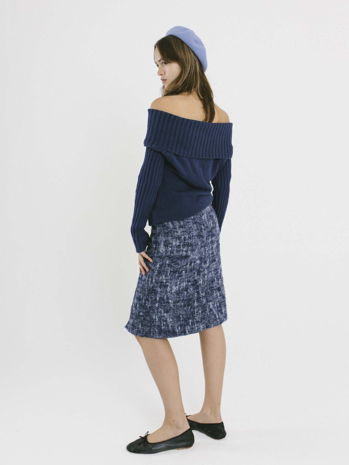 Vintage 00s Corporate Siren Tweed Midi Skirt