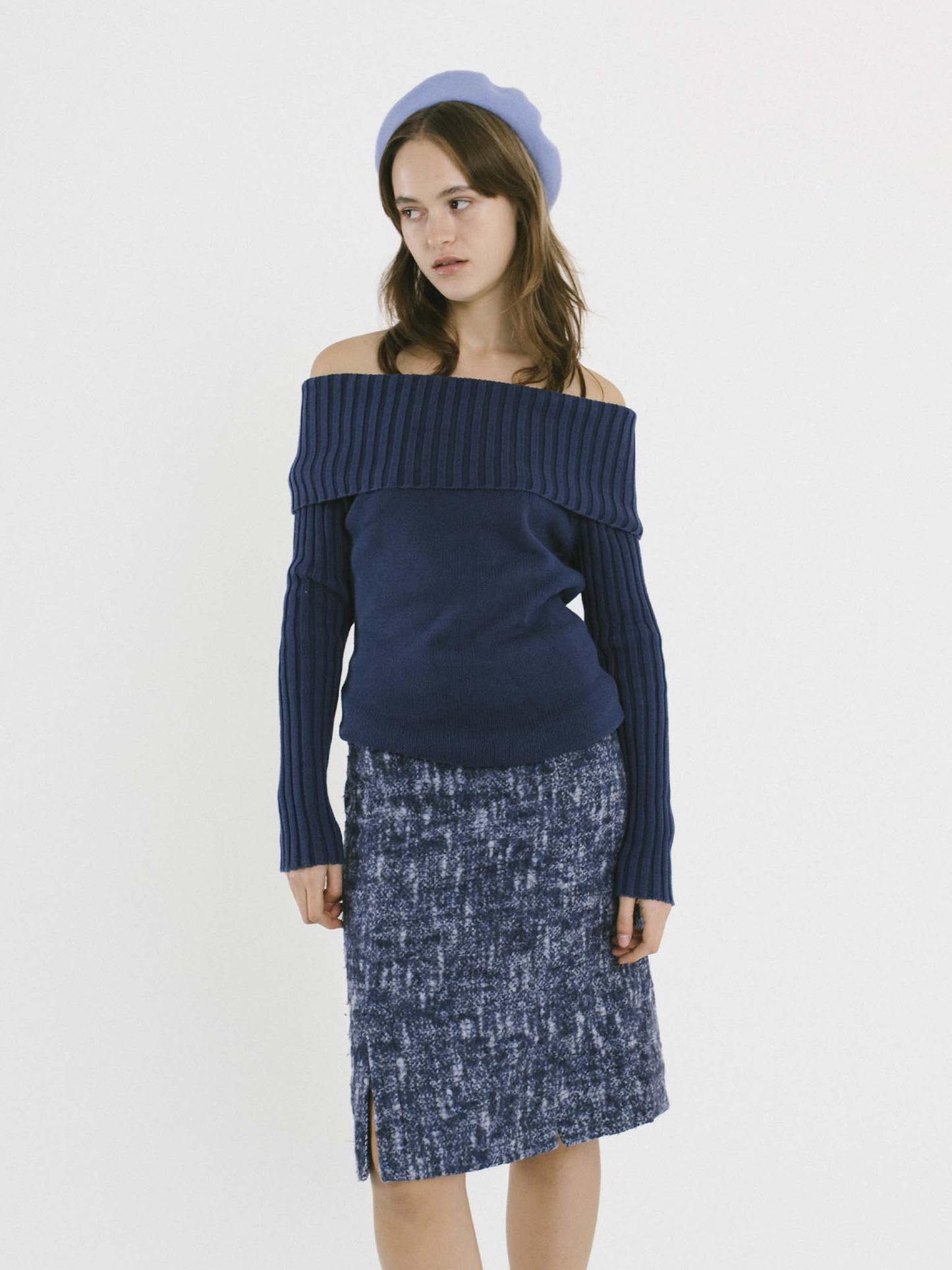 Vintage 00s Corporate Siren Tweed Midi Skirt