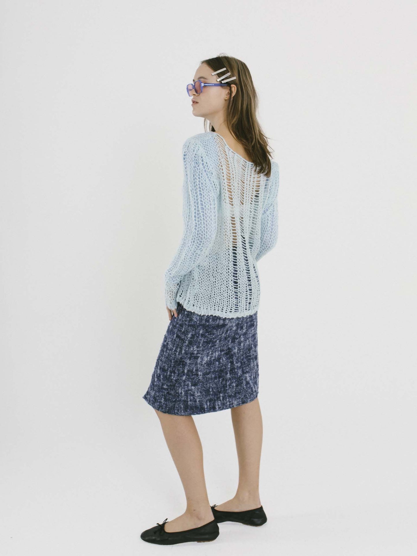 Vintage 00s Corporate Siren Tweed Midi Skirt