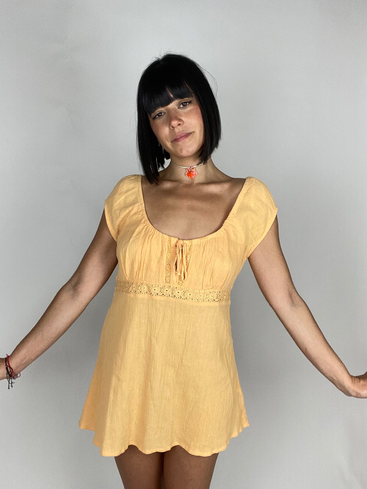 Vintage 00s Milkmaid Ruched Dress