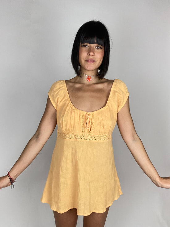 Vintage 00s Milkmaid Ruched Dress