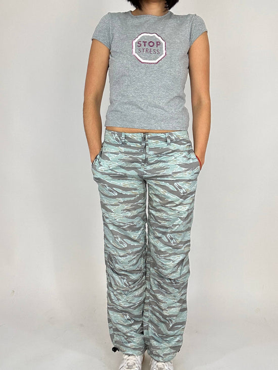 Vintage 00s Futuristic Grunge Camouflage Cargo Pants