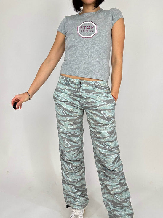 Vintage 00s Futuristic Grunge Camouflage Cargo Pants