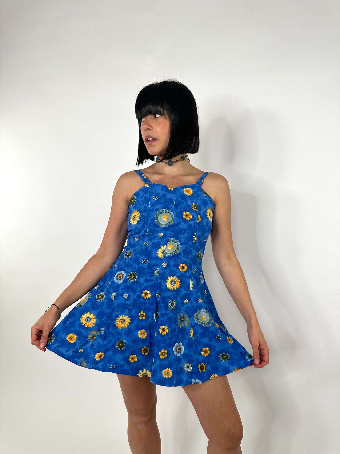 Vestido Vintage De Girasoles Estilo Blossom Años 90Vintage 90s Floral Blossom Mini Dress