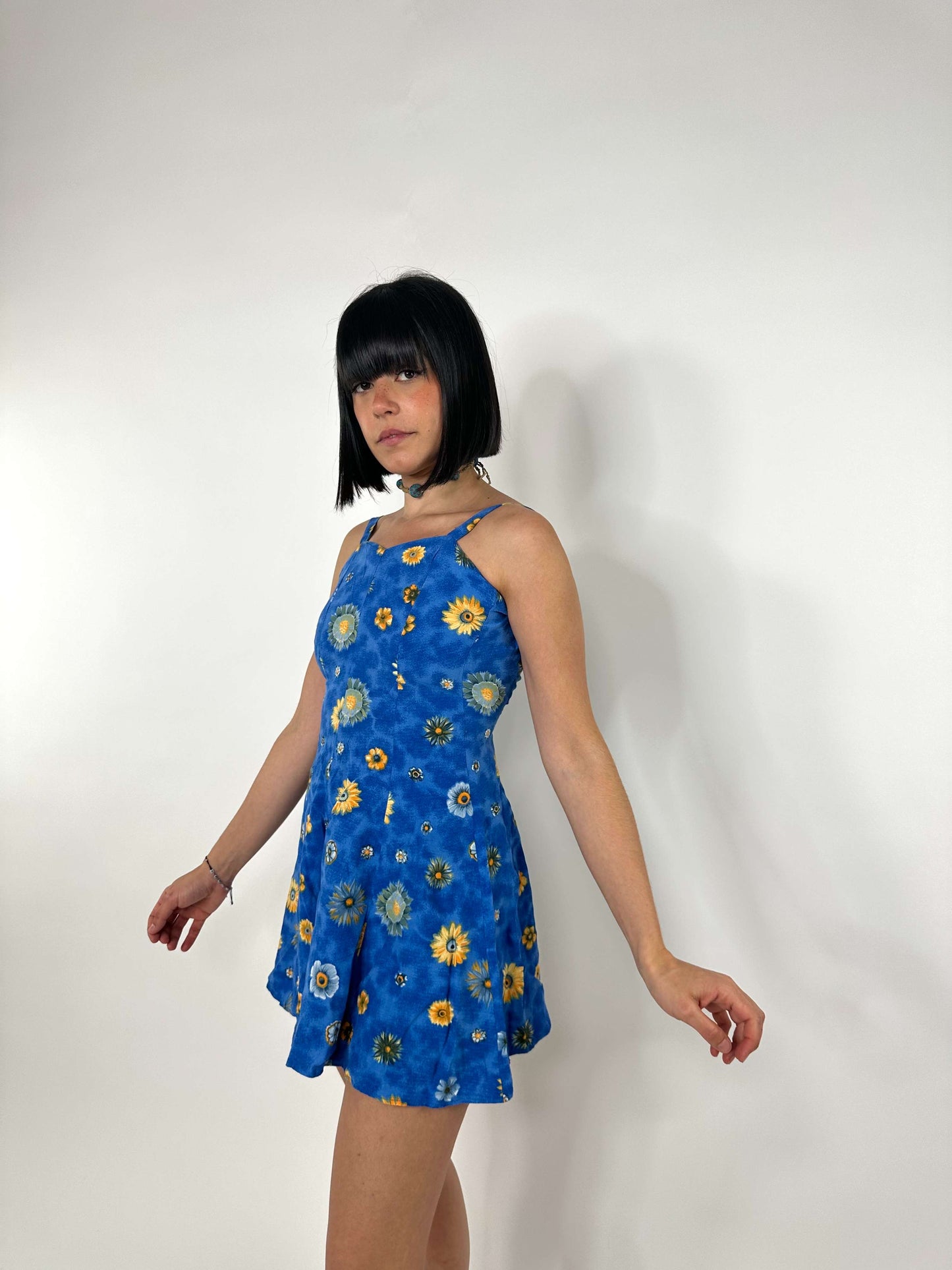 Vestido Vintage De Girasoles Estilo Blossom Años 90Vintage 90s Floral Blossom Mini Dress