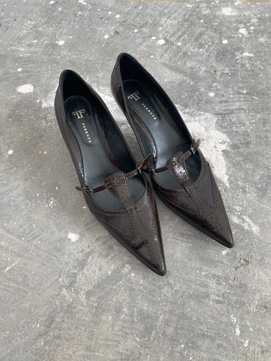 Zapatos Vintage De Punta De Charol De Estilo Coquette Años 00s